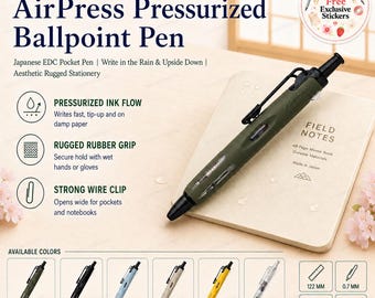 Tombow AirPress Pressurized Ballpoint Pen | Japanese EDC Pocket Pen | Write in the Rain & Upside Down | Aesthetic Rugged Stationery