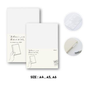 Midori Note MD-omslag, A4, A5, A6, genomskinligt omslag