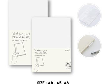 Couverture Midori Note MD, A4, A5, A6, couverture transparente