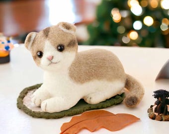 DIY Cute Neko Scottish fold design - Hamanaka - Wool Felt Kit - Cute Animal Felt