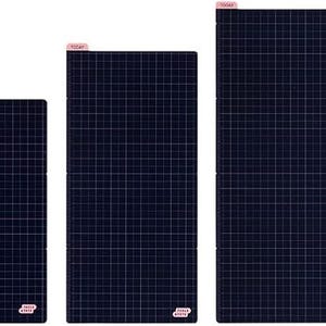 May include: Four black self-healing cutting mats with a grid pattern. The mats are labeled with the word "MODA" in pink lettering. The mats are in different sizes.