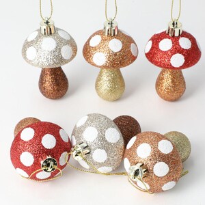 Set of 6 - Musroom Ornaments - Christmas Decor - Baubles