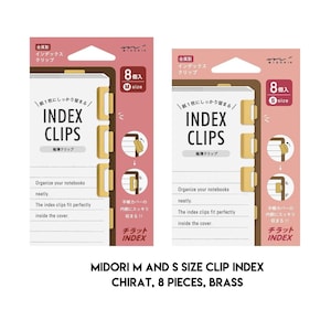Midori M and S Size Clip Index Chirat, 8 Pieces, Brass