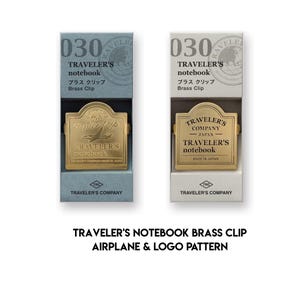 Traveler&#39;s Notebook Brass Clip Airplane Pattern & Logo Pattern