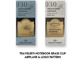 Traveler's Notebook Brass Clip Airplane Pattern & Logo Pattern