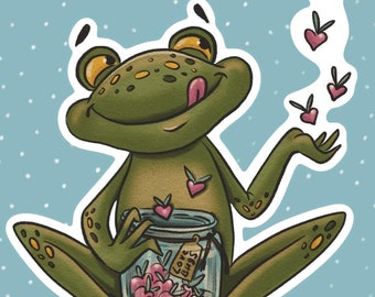 Frogs in Love Valentine clipart sticker set card creating
