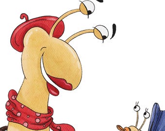 Mommy Snail Nursery Art Print: Baby Stroller Illustration (PNG, JPG)