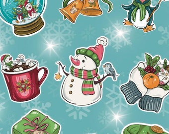 Winter Sticker Set: Holiday Crafts, Journals (Digital PNG)