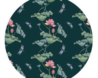 Lotus, leaves and dragonflies seamless pattern, digital paper, scrapbook paper, decor, creative design