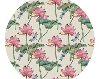 Lotus and dragonflies seamless pattern, digital paper, scrapbook paper, decor, creative design