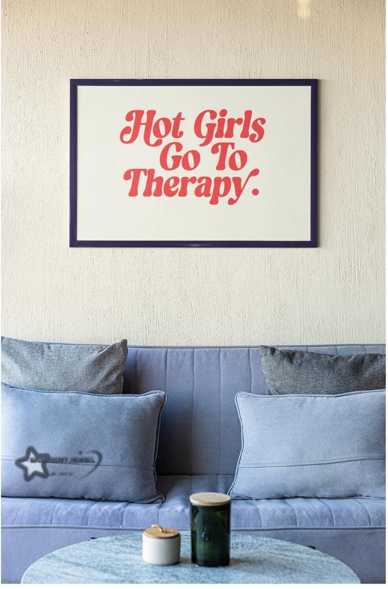 Boho wall art | Downtown girl | Luxury dorm design | Dopamine decor | Mental health poster | Girly humor | Girl apartment decor