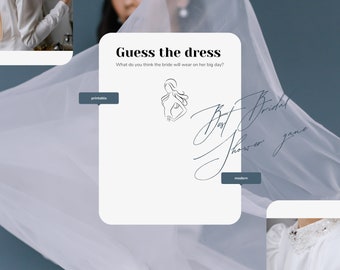 Guess the dress. Bridal Shower Game. Modern Elegant Classic