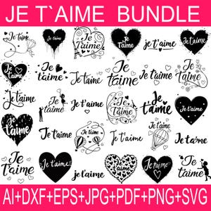 "Je T'aime - ""Ich liebe dich"" in Französisch, Romantisch und Herz Design-Kollektion."
