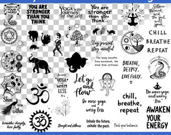 Yoga SVG Bundle – 36 Symbols, Phrases & Silhouettes
