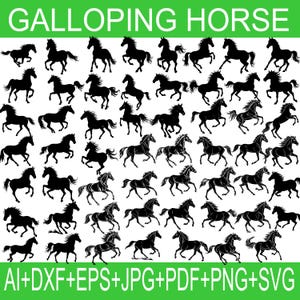 Pack silhouette chevaux au galop - Fichiers de découpe numériques