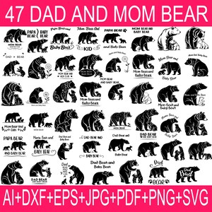 47 silhouettes de maman et papa ours – Fichiers numériques pour Cricut