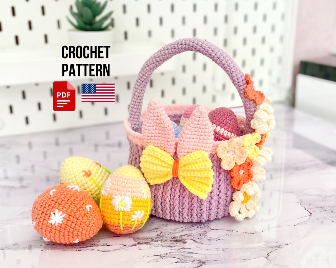 Crochet Easter Bunny Basket Pattern Amigurumi Easter Eggs Crochet