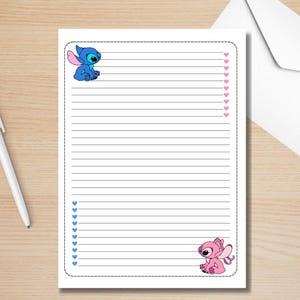 Printable Writing Paper – Stitch | Penpal Paper Printable | Lined Letter Paper PDF | Instant Download