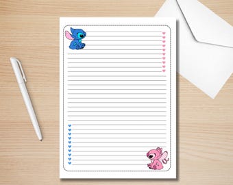 Printable Writing Paper – Stitch | Penpal Paper Printable | Lined Letter Paper PDF | Instant Download