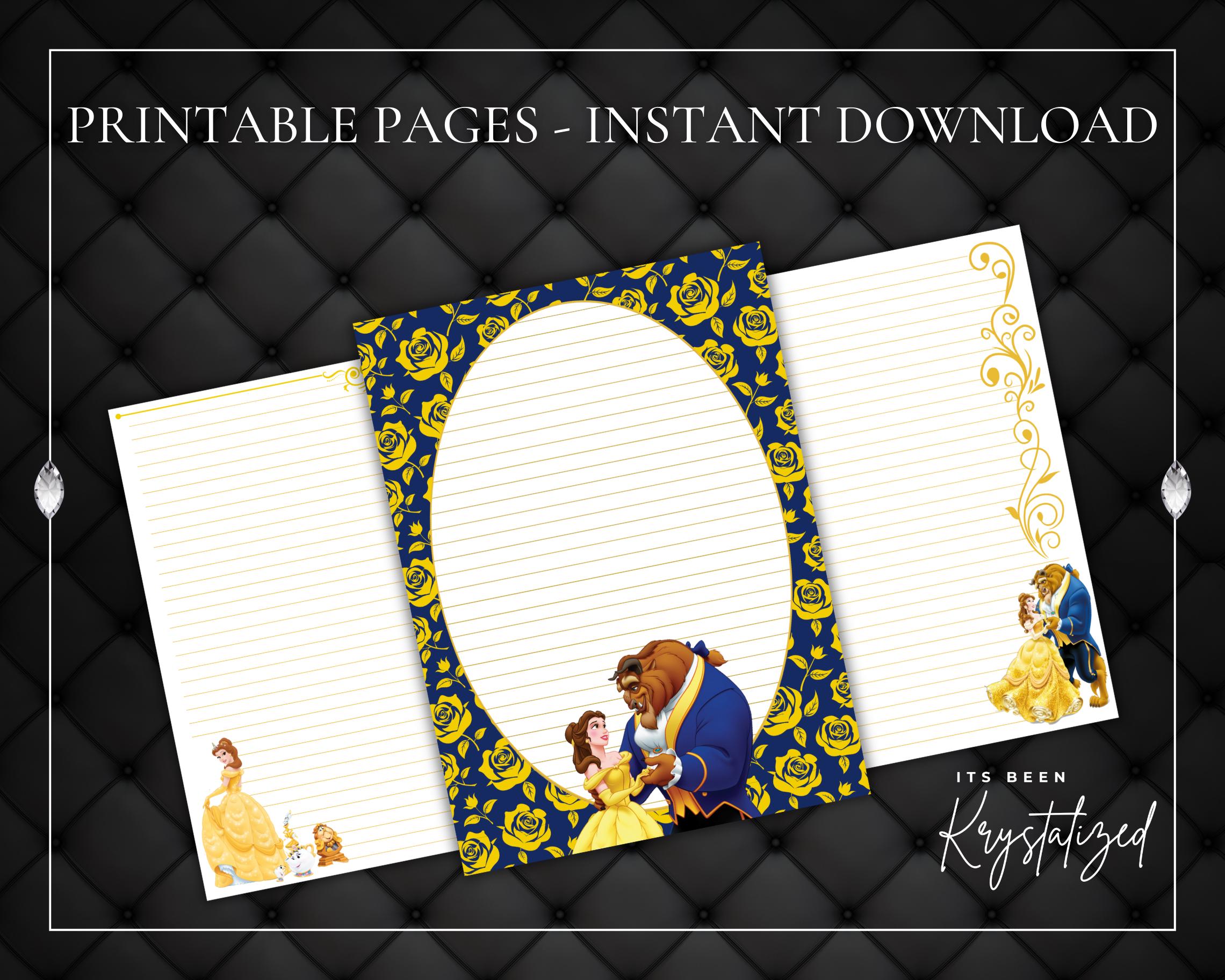 Printable Writing Paper – Beauty and the Beast | Penpal Paper Printable ...
