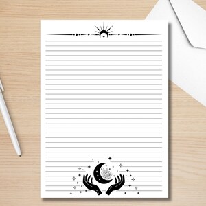 Printable Writing Paper – Witchy Celestial | Penpal Paper Printable | Lined Letter Paper PDF | Instant Download