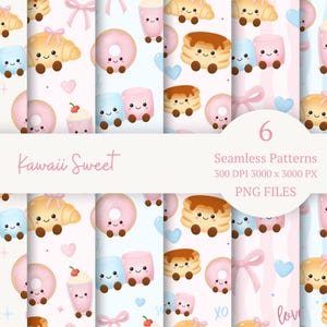 Sömlöst kawaii sött mönsterpaket | Söta mönster PNG | Digitalt papper | 3000x3000 PNG | Scrapbook-papper | Direkt nedladdning