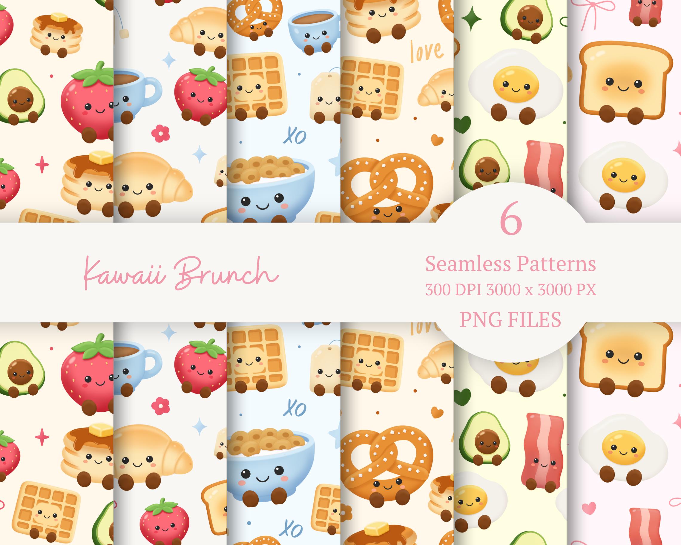 Brunch Simple Patterns Seamless Kawaii Brunch Pattern Bundle | Brunch Pattern PNG | Digital ...