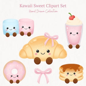Kawaii Sweet Clipart PNG – Dessert Digital Download Bundle