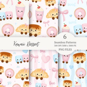 Dessert Seamless Pattern | Digital Paper | Kawaii Digital Paper | Cute Donut Pattern | Scrapbooking | Sublimation Design | Digital Download