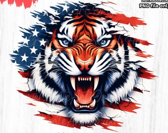 Flaga amerykańska tygrysa PNG: Patriotyczne 4 lipca (pobranie cyfrowe)