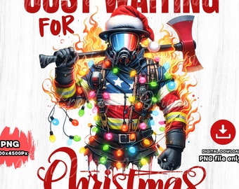 Strażak Boże Narodzenie PNG: Zabawny projekt świąteczny (pobranie cyfrowe)