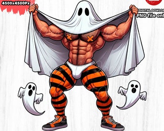 Zabawny seksowny duch mężczyzny na Halloween PNG (pobieranie cyfrowe)