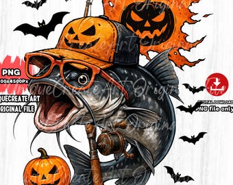 Zabawny Halloweenowy Sum PNG: Straszny projekt wędkarski (pobieranie cyfrowe)