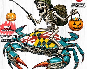 Szkielet kraba halloweenowego PNG: Maryland Blue Crab (pobranie cyfrowe)