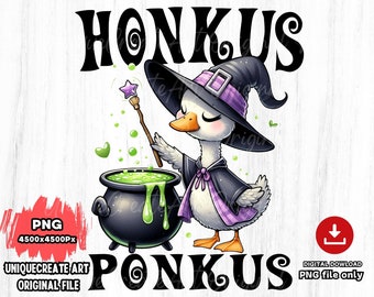 Witch Goose Halloween PNG, Honkus Ponkus Clipart (Digital Download