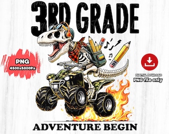 Szkielet T-Rexa z 3. klasy PNG: Przygoda z powrotem do szkoły (pobranie cyfrowe)