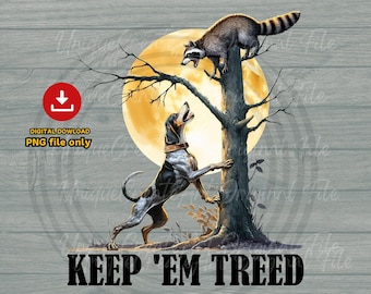 Bluetick Coonhound Hunting PNG: Raccoon Art (Digital Download)