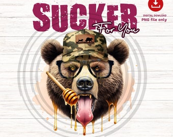 Miś Sucker For You PNG: Zabawny projekt na Walentynki (do pobrania cyfrowego)