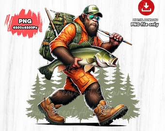 Bigfoot Largemouth Bass Fishing PNG - Funny Fisherman Gift (Digital Download)