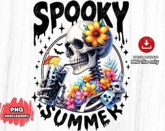Spooky Summer Skeleton PNG: Funny Vacation Vibes (Digital Download)