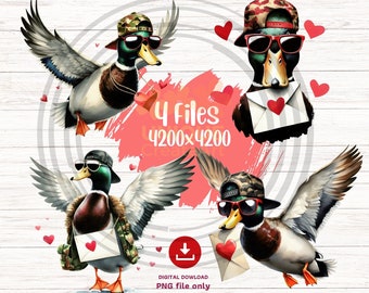 Valentine Mallard PNG: Clipart liefdesbrief eend (digitale download)