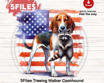 Treeing Walker Coonhound American Flag PNG (5 Files)