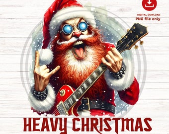 Rock and Roll Santa PNG: Heavy Metal Christmas (pobieranie cyfrowe)