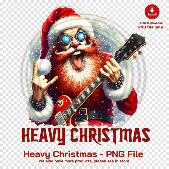 Rock and Roll Santa PNG: Heavy Metal Christmas (digital Download