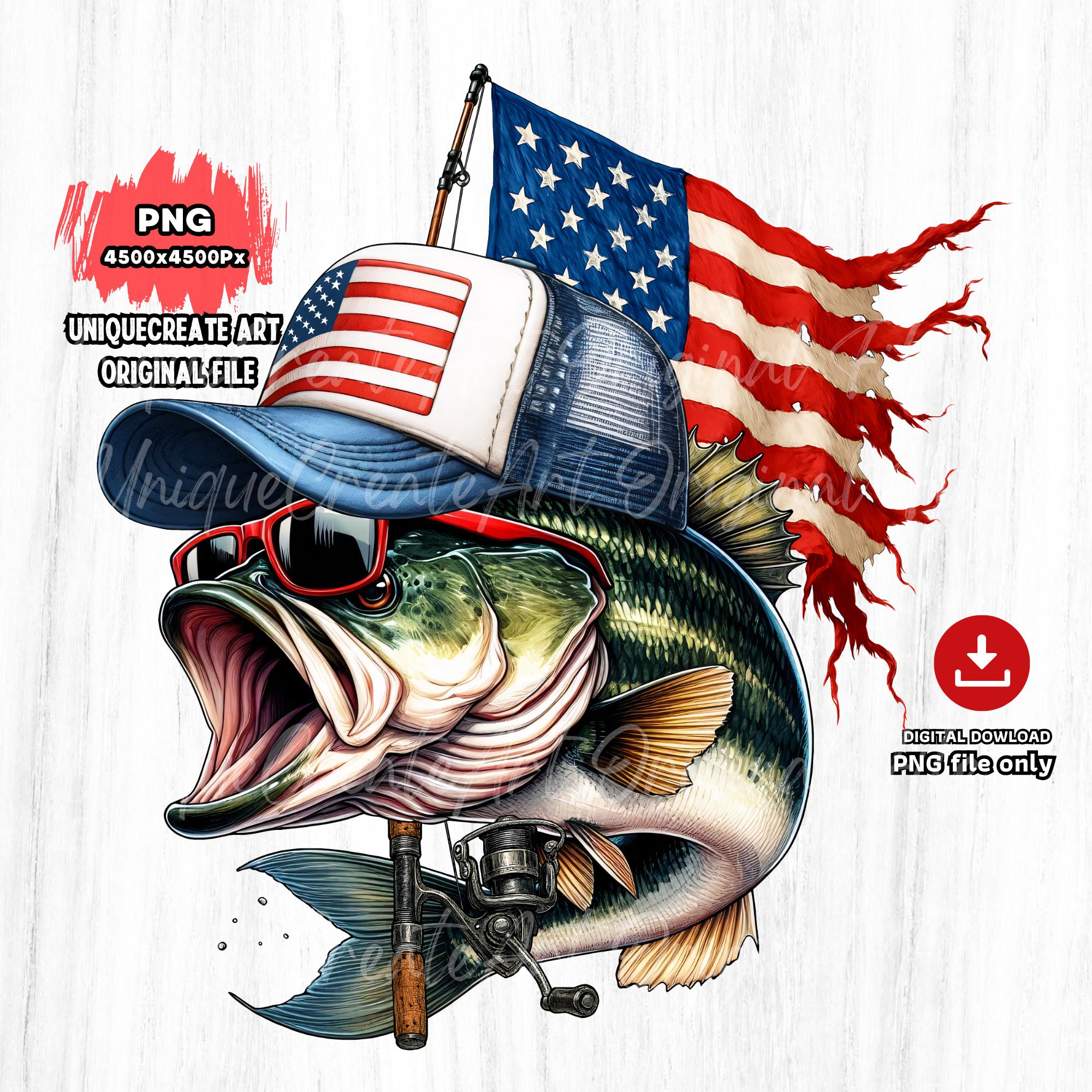 Bass Fishing American Flag Decal Sticker | Custom Made In The USA - Foto 12