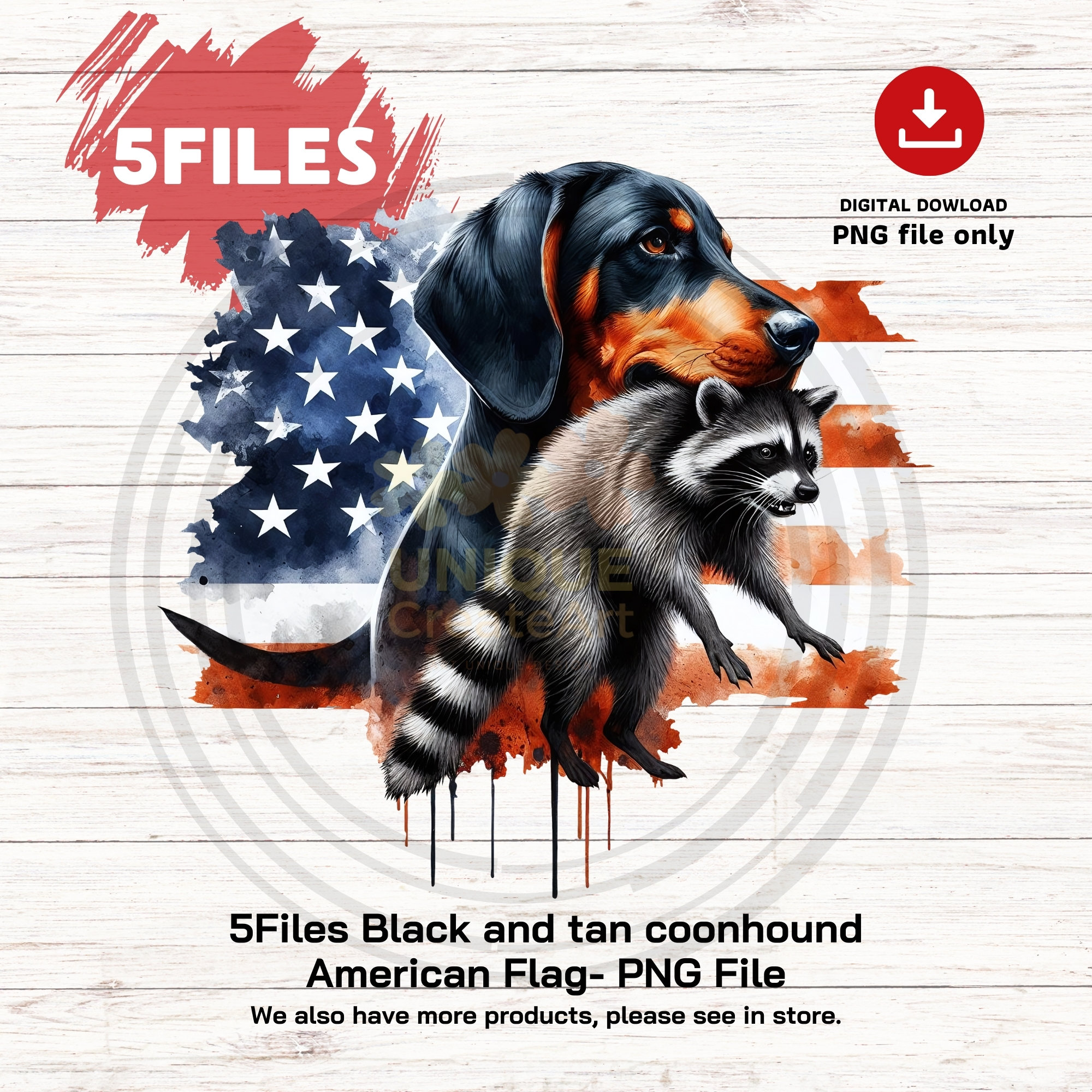 Coon Hunting American Flag Png, Black and Tan Coonhound Png,coon
