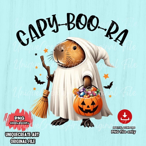 Capybara Halloween Ghost PNG: Spooky Season Digital Art (4500x4500px)