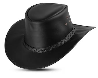 Genuine Calf Leather Cowboy Hat: Braided Vintage Western Style