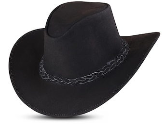 Genuine Calf Suede Leather Western Cowboy Hat for Men & Women