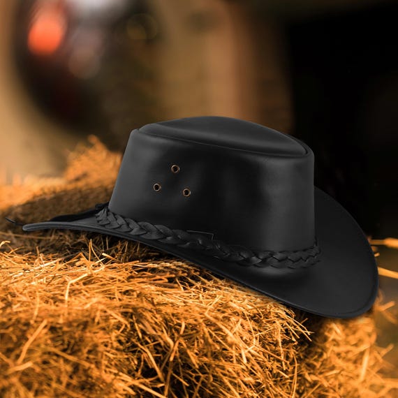 Genuine Calf Leather Cowboy Hat: Braided Vintage Western  display picture 2